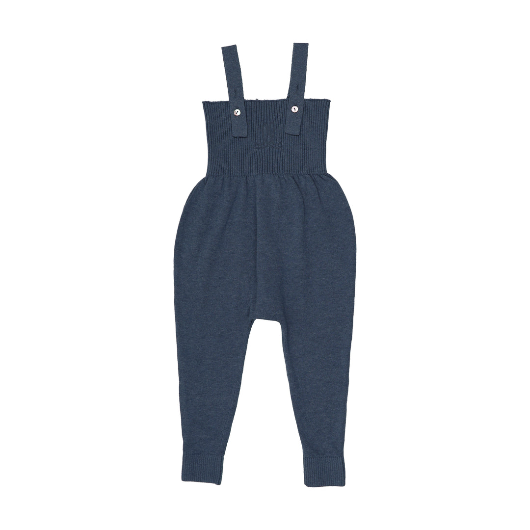 one piece knit overalls - vintage blue