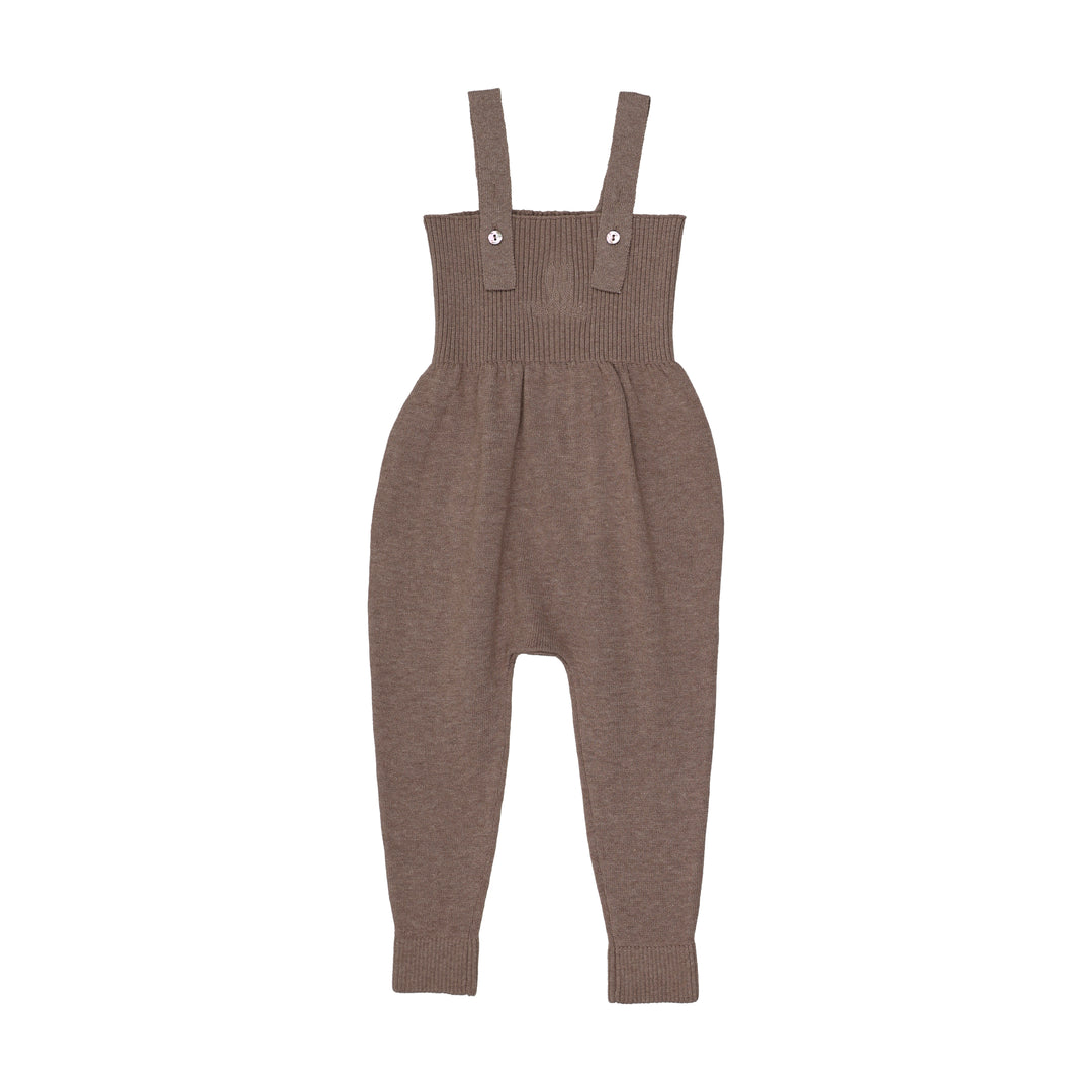 one piece knit overalls - misty oat heather
