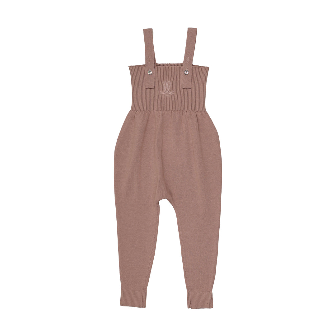 one piece knit overalls - dried rose