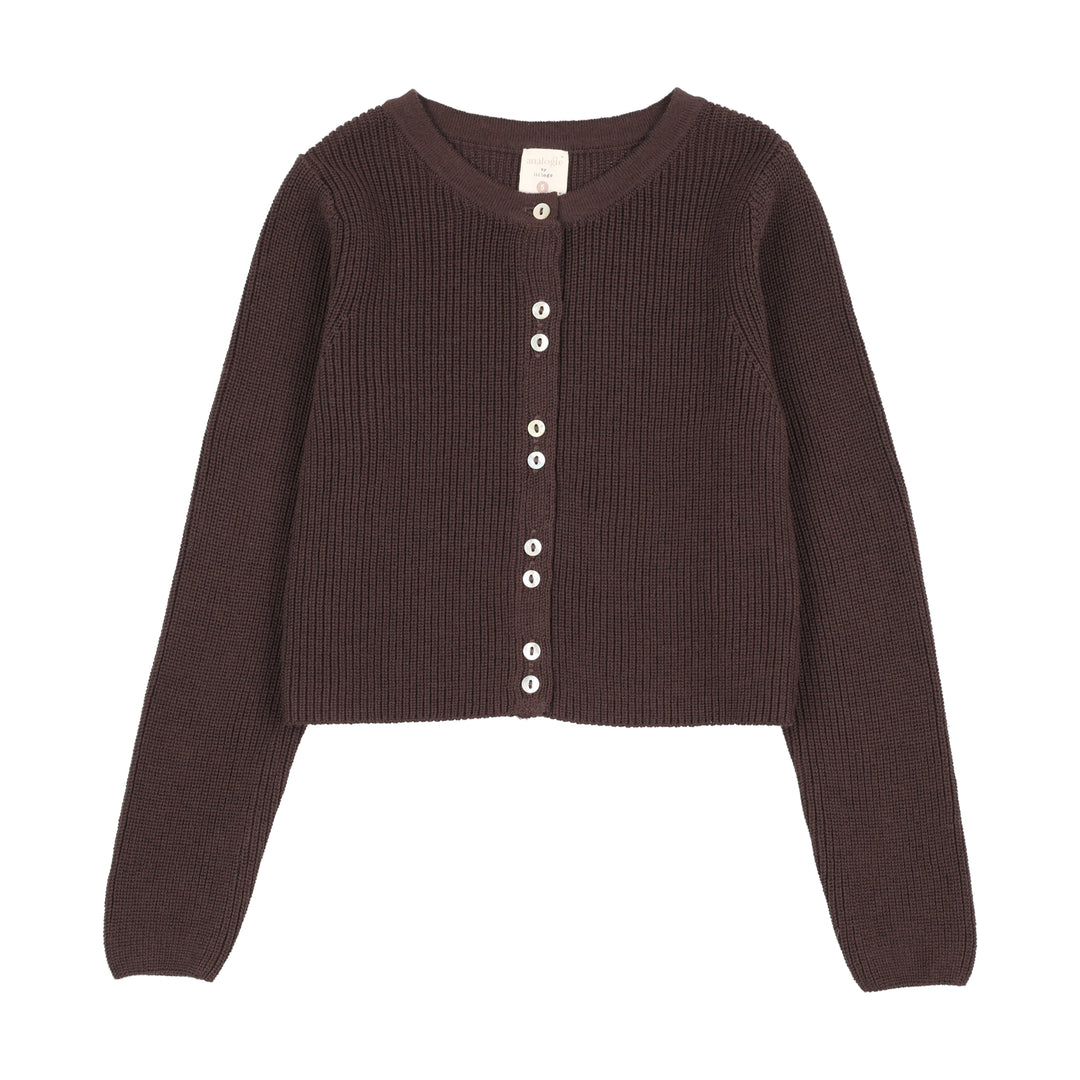 cardigan fine knit ribbed - chocolate brown