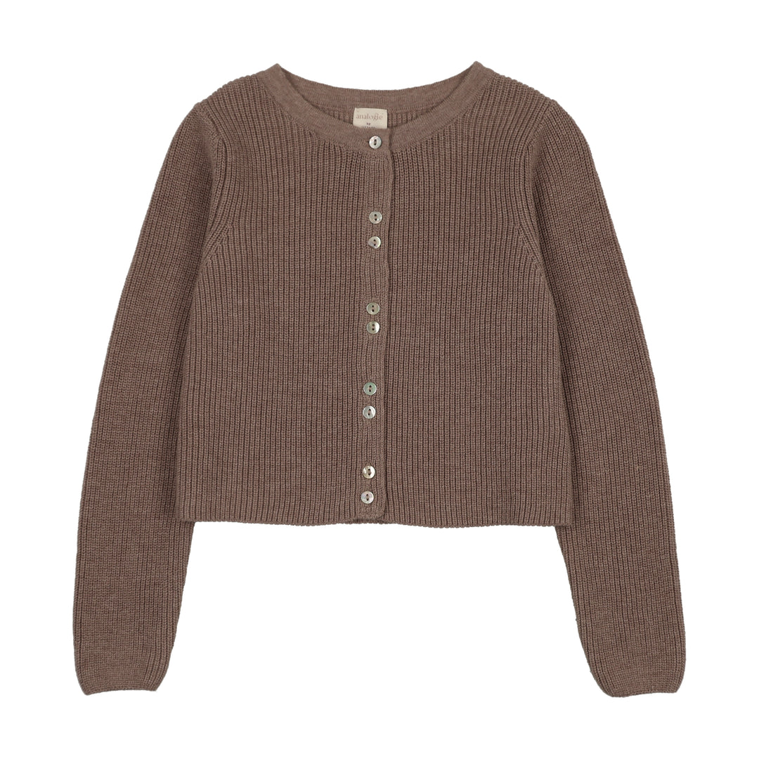 cardigan fine knit ribbed - misty oat heather