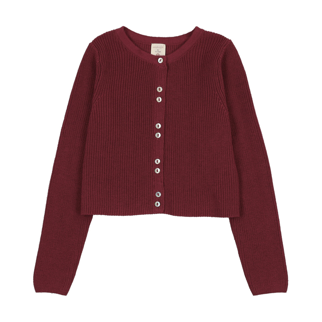 cardigan fine knit ribbed - deep red