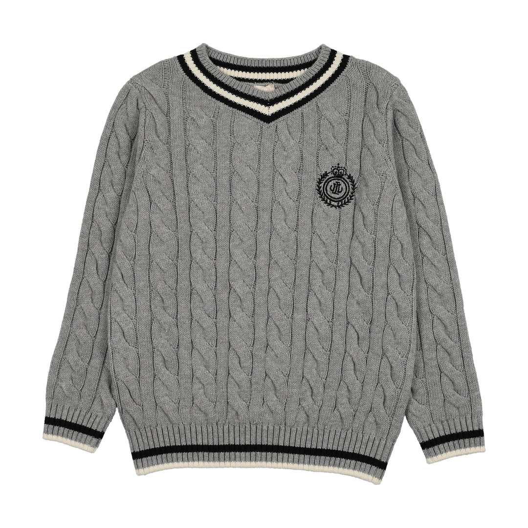 top l/s limited capsule cable knit sweater - light gray heather