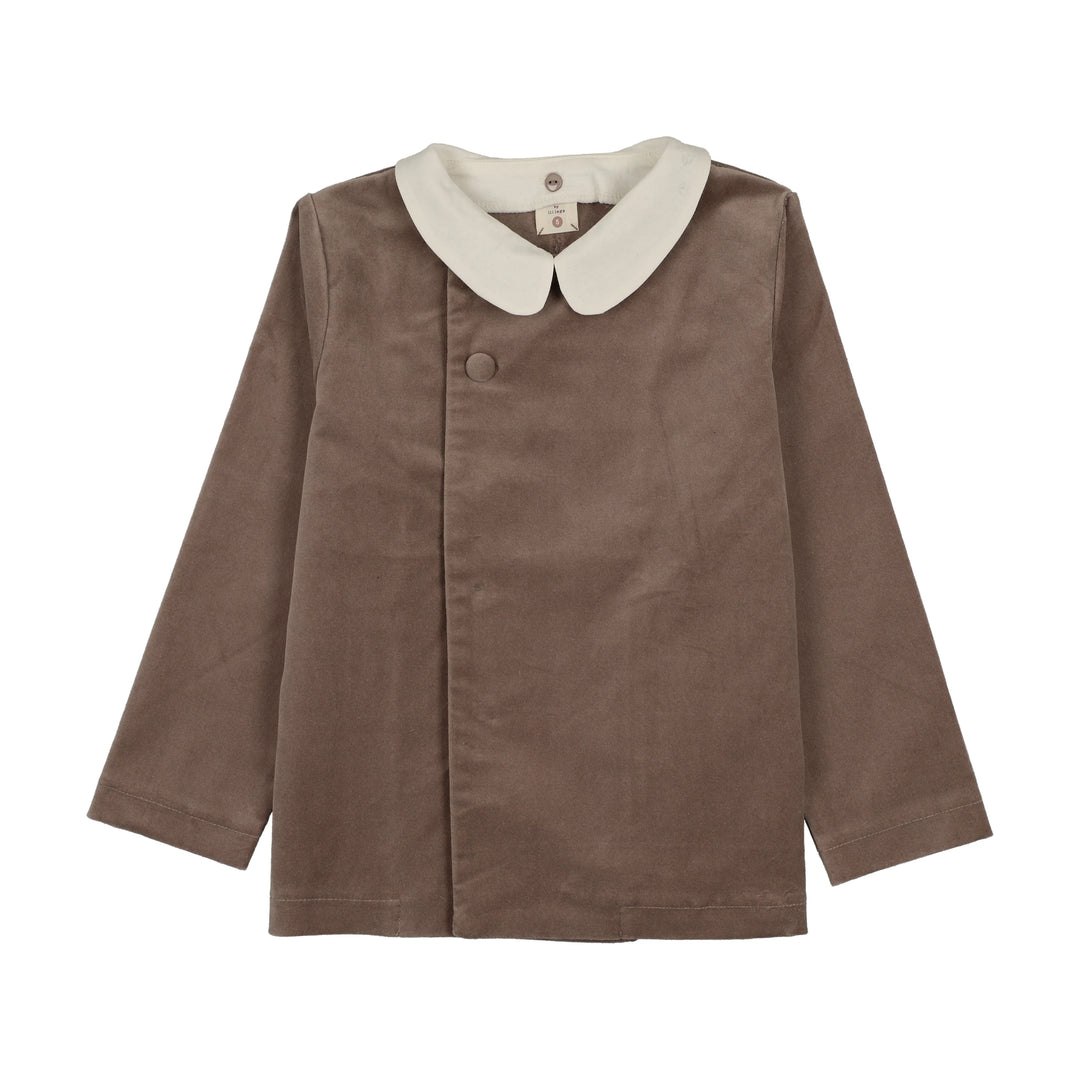 blazer velvet with collar - misty oat
