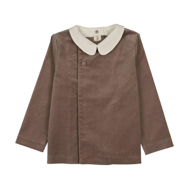blazer velvet with collar - misty oat