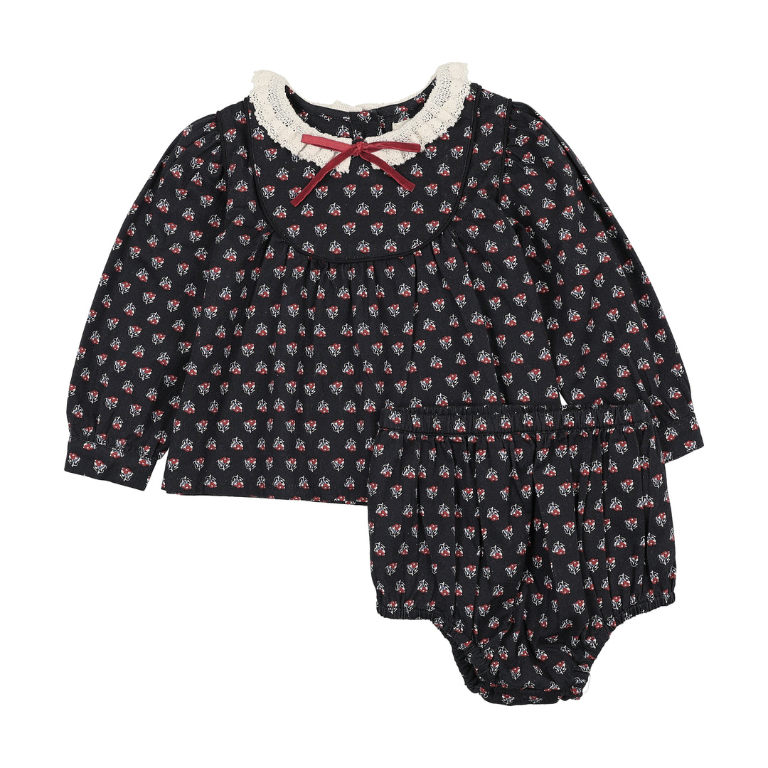 set outfit home garden printed shirt and bloomers - navy print