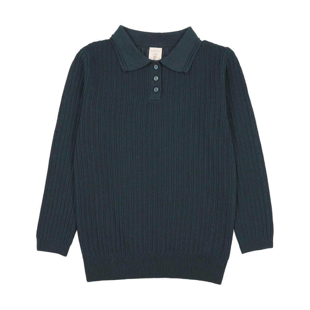 polo l/s ribbed knit - deep teal