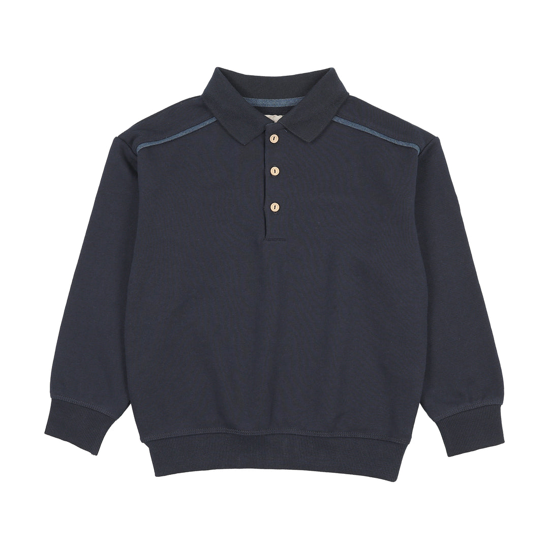 polo l/s sweet campaign denim trim sweatshirt - navy