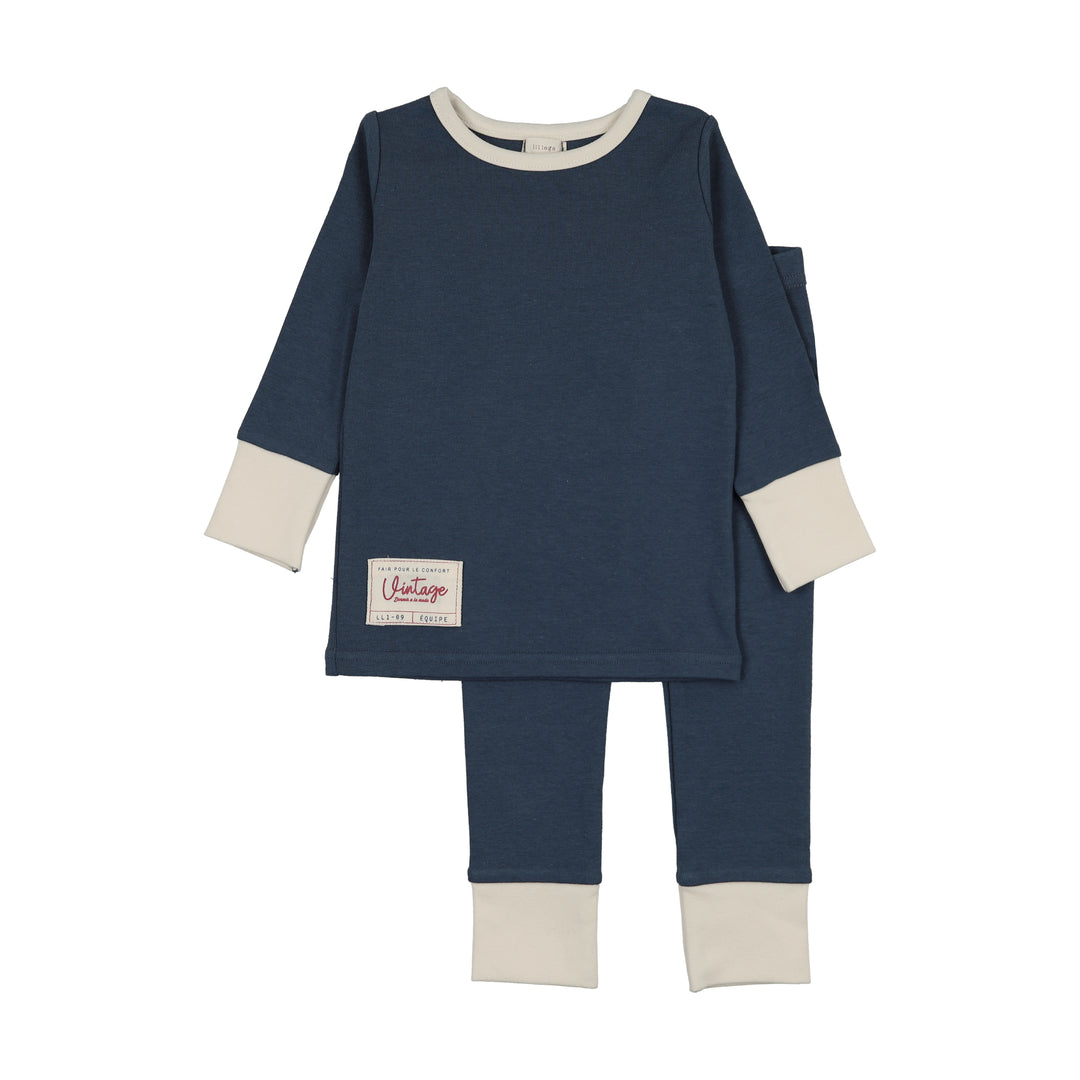 pajamas color block - vintage blue