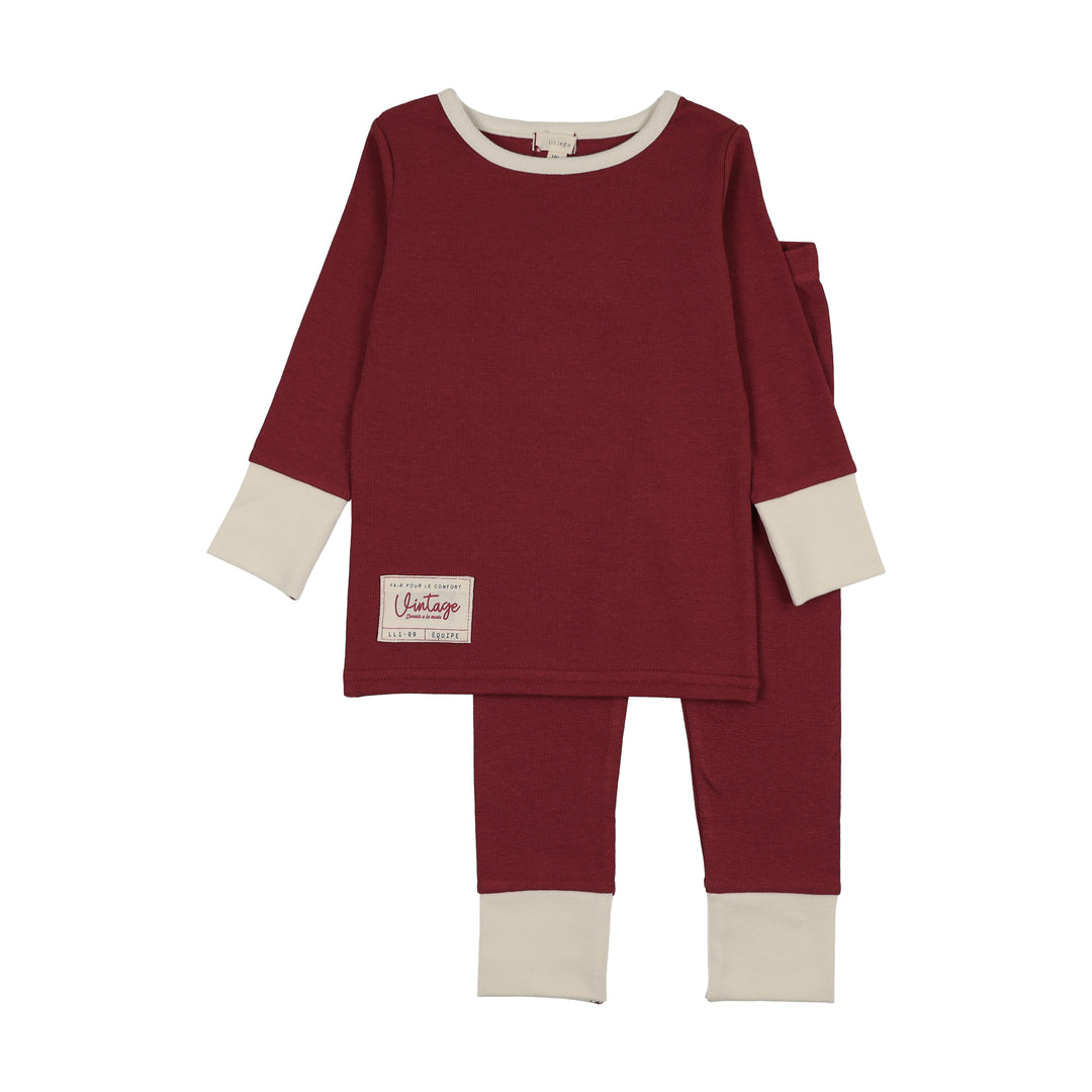 pajamas color block - vintage red