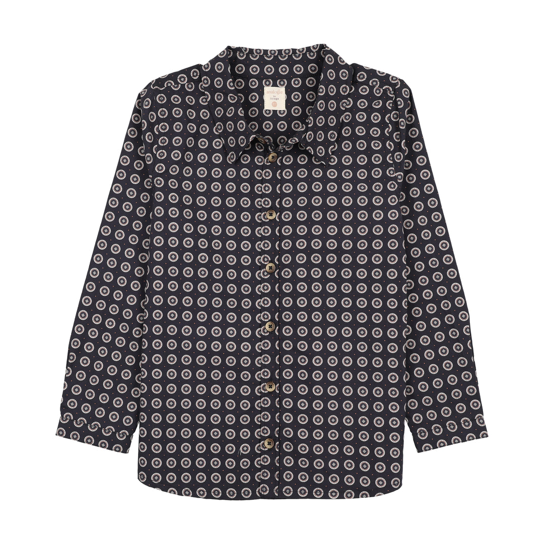 shirt l/s home garden - navy print