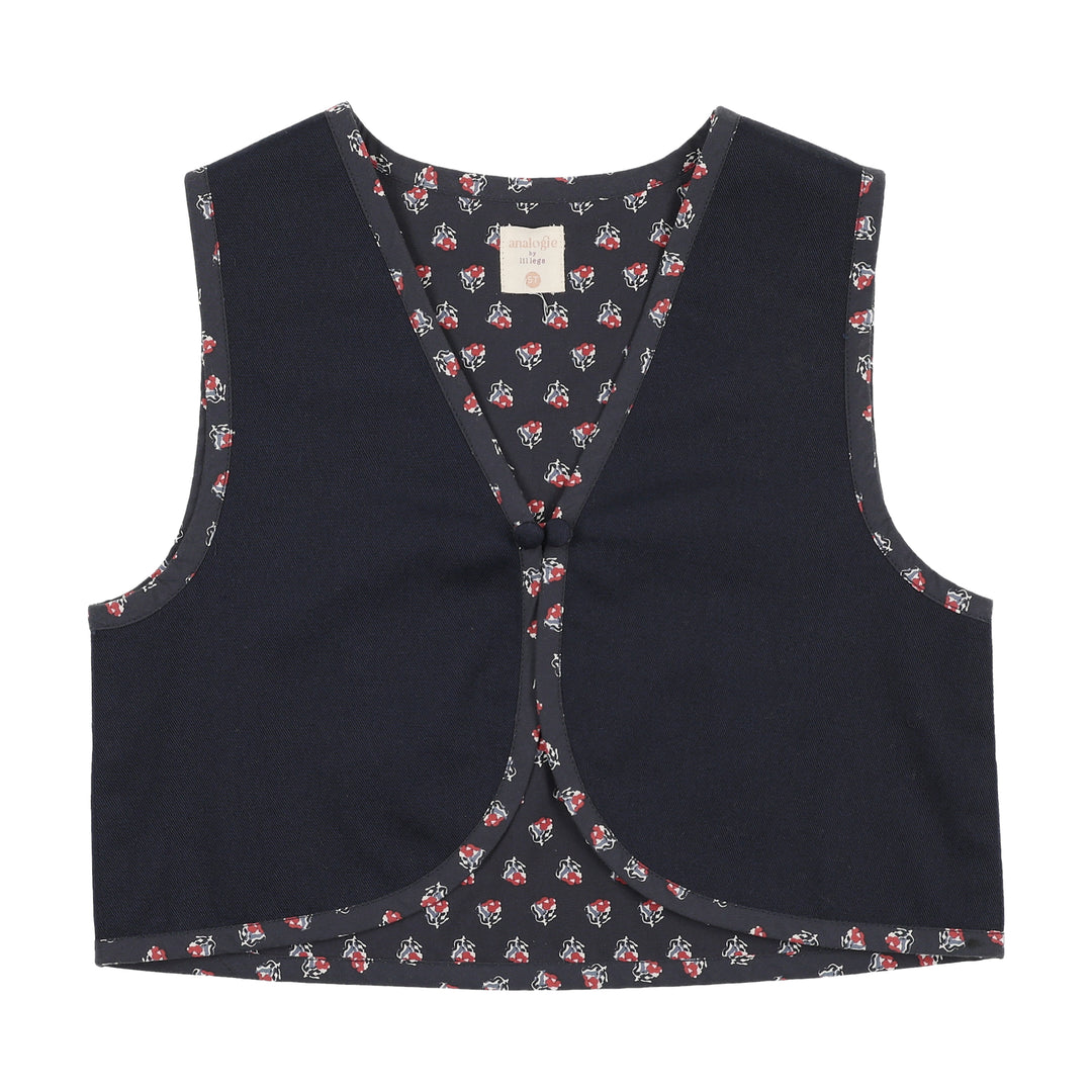 vest home garden contrast trim - navy