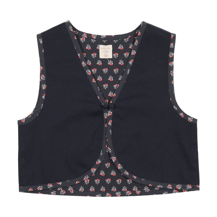 vest home garden contrast trim - navy