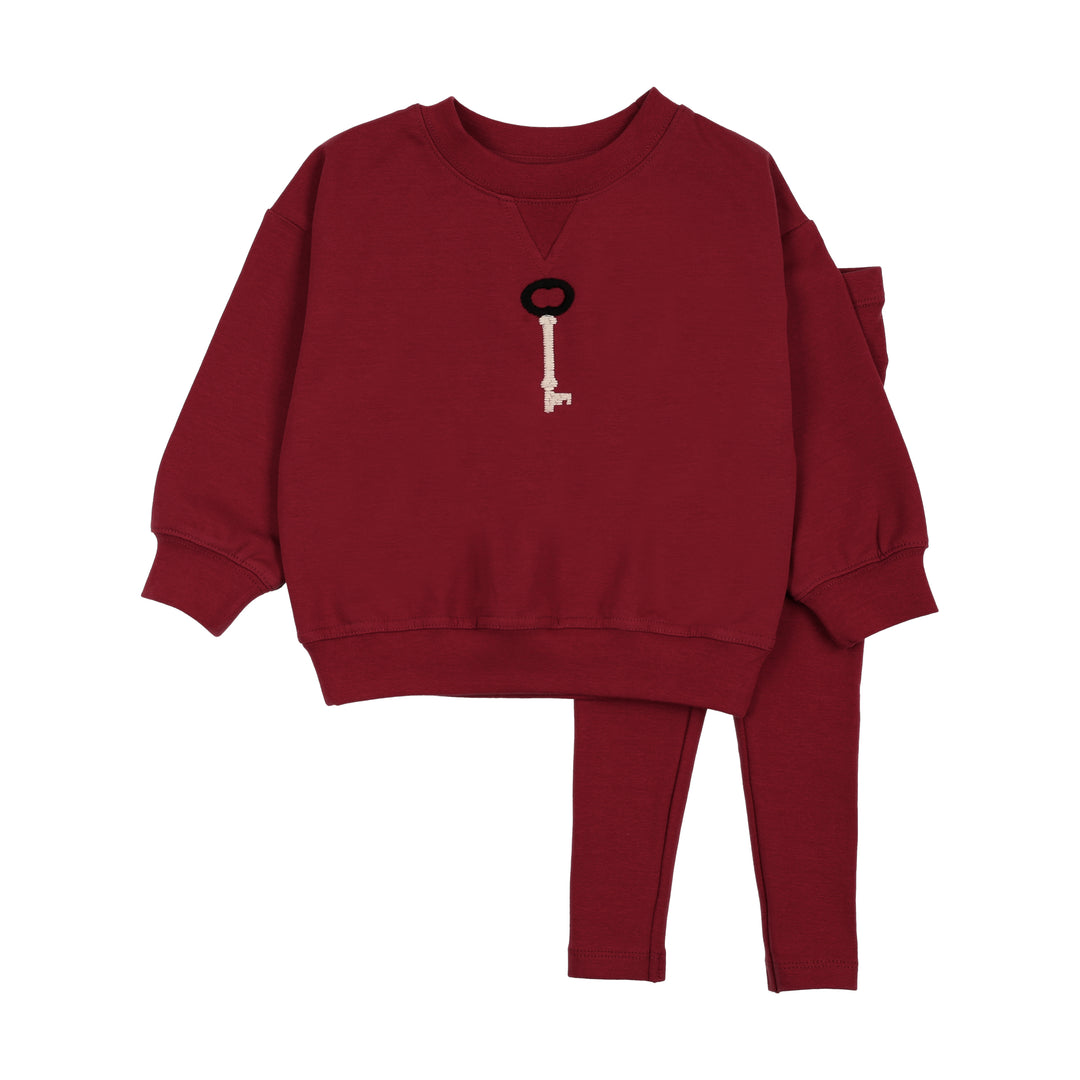set outfit limited capsule sweatshirt and leggings - deep red