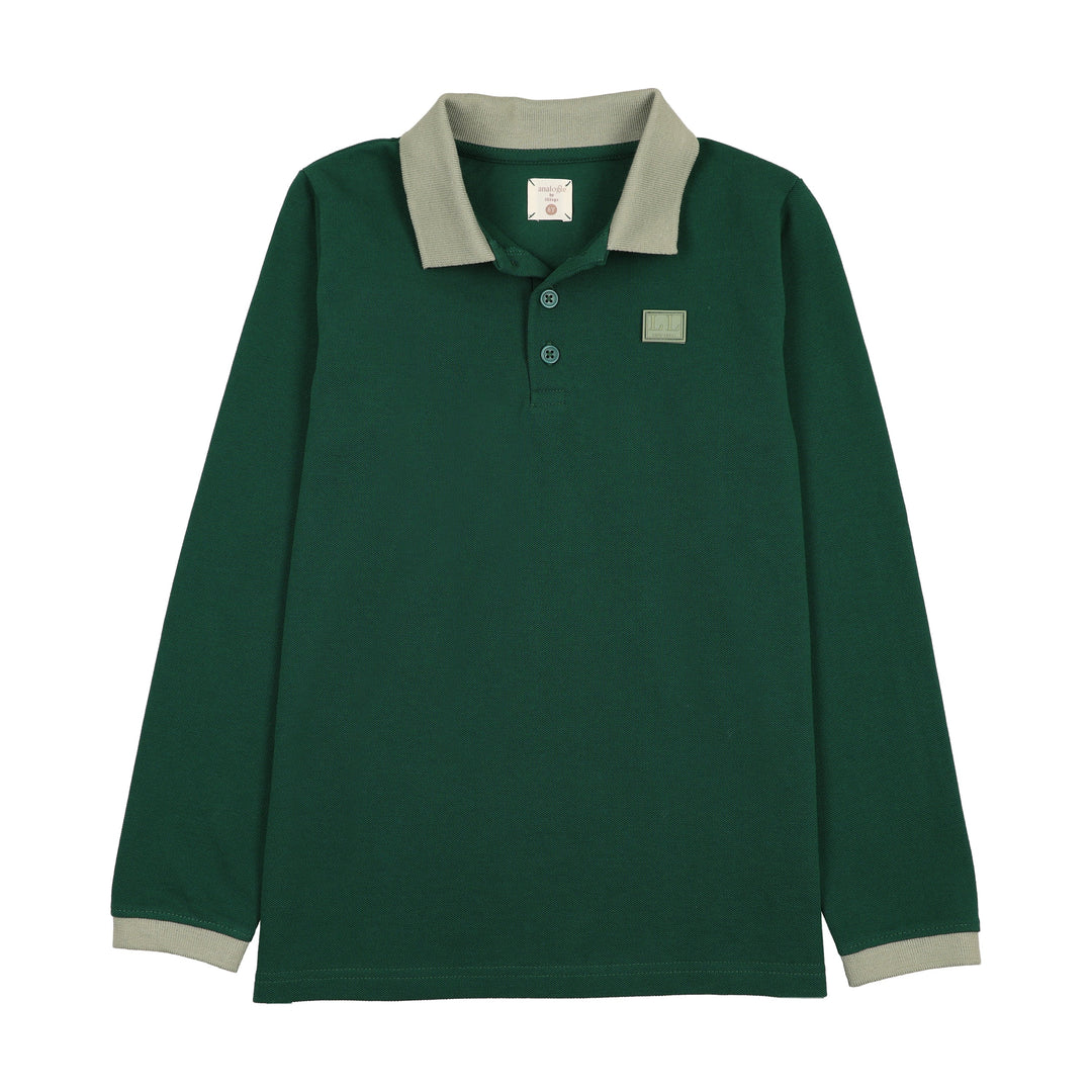 polo l/s contrast collar - varsity green