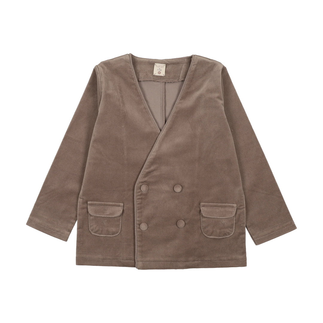 blazer velvet double breasted - misty oat