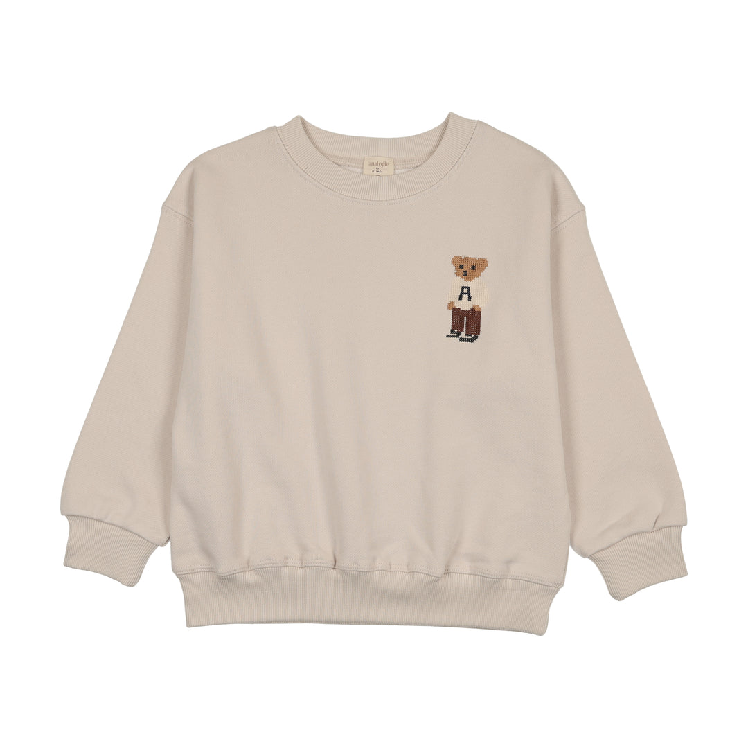 top l/s bear sweatshirt - ivory/emb