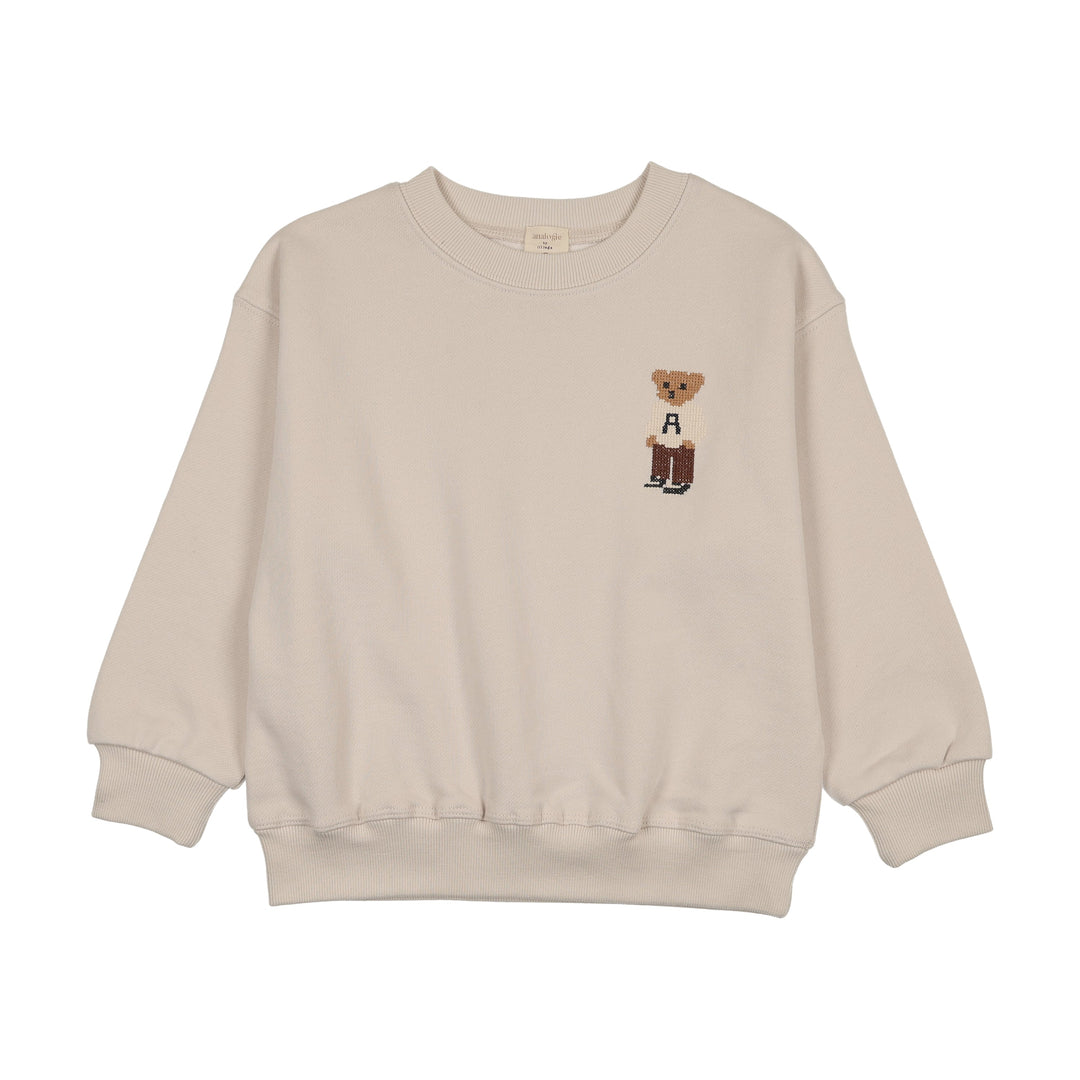 top l/s bear sweatshirt - ivory/print
