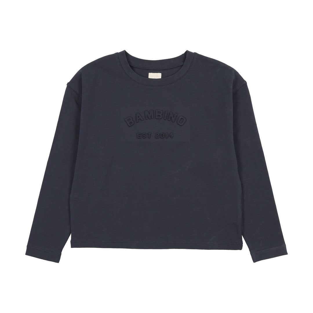 tee l/s denim day boxy - navy print
