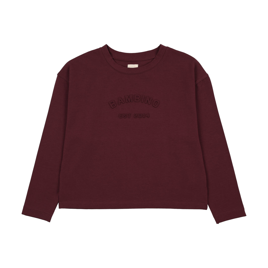 tee l/s denim day boxy - burgundy