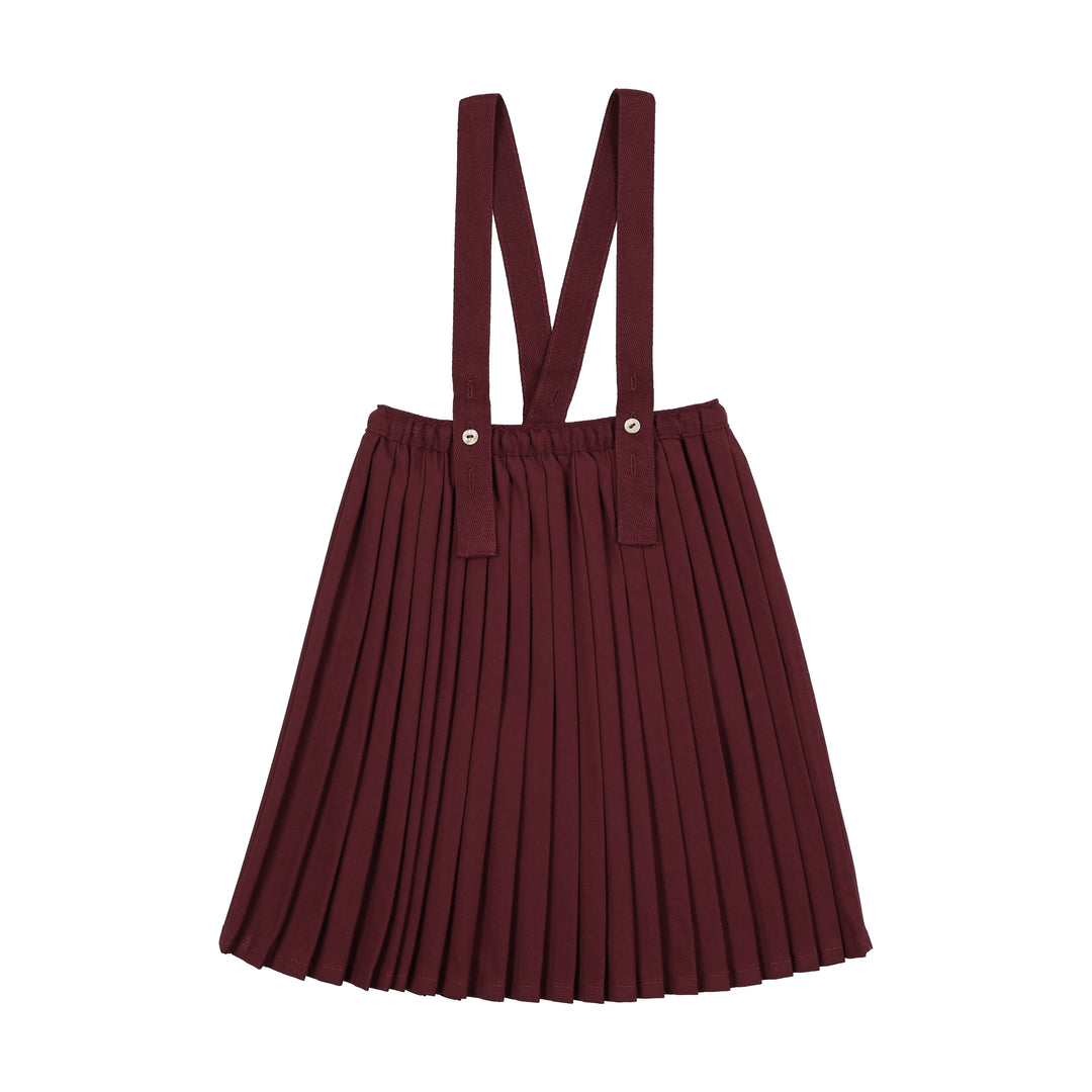 skirt knife pleated suspender - burgundy