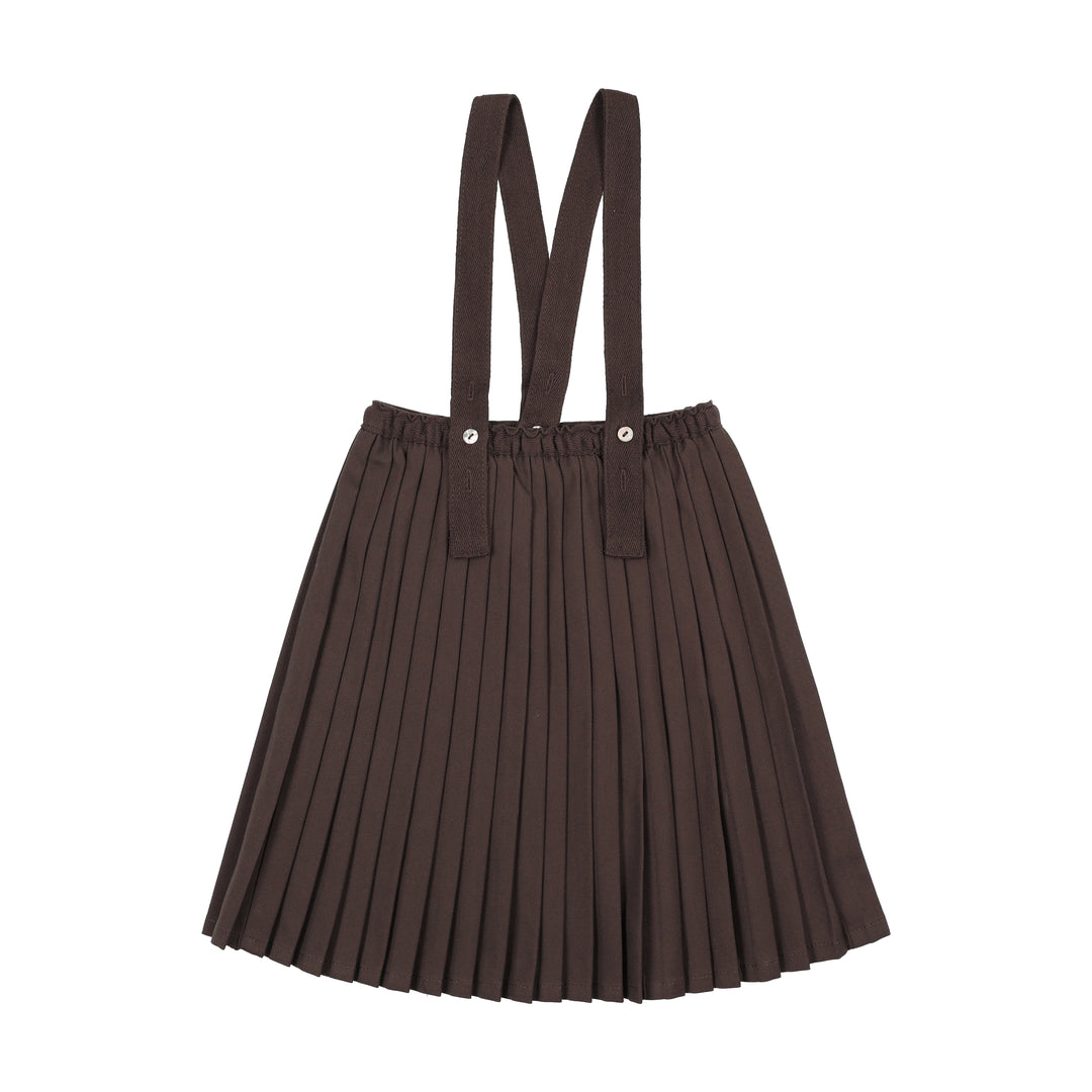 skirt knife pleated suspender - chocolate brown