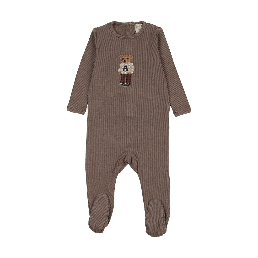 footie bear - washed brown