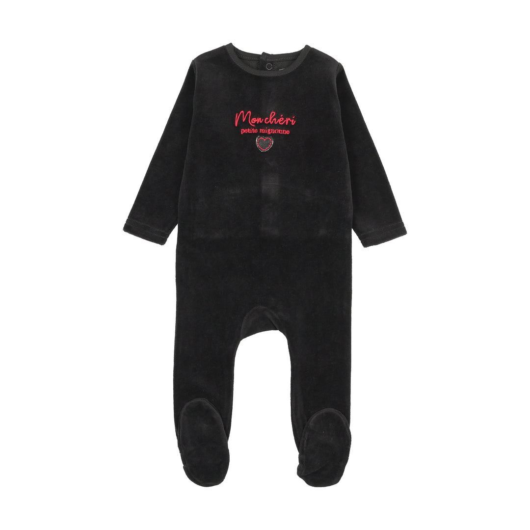 footie velour mon cheri - black