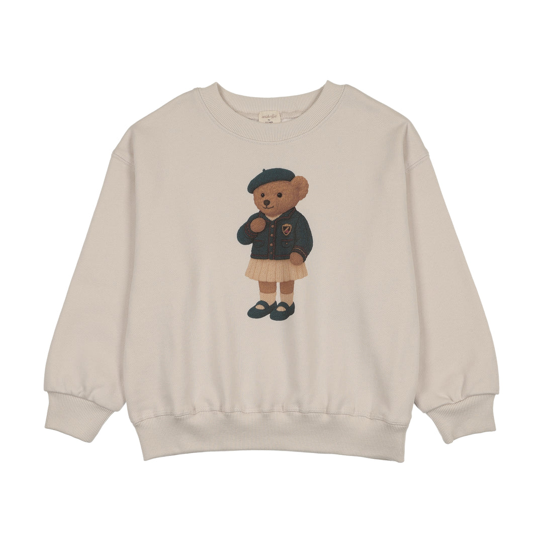 top l/s bear sweatshirt - ivory
