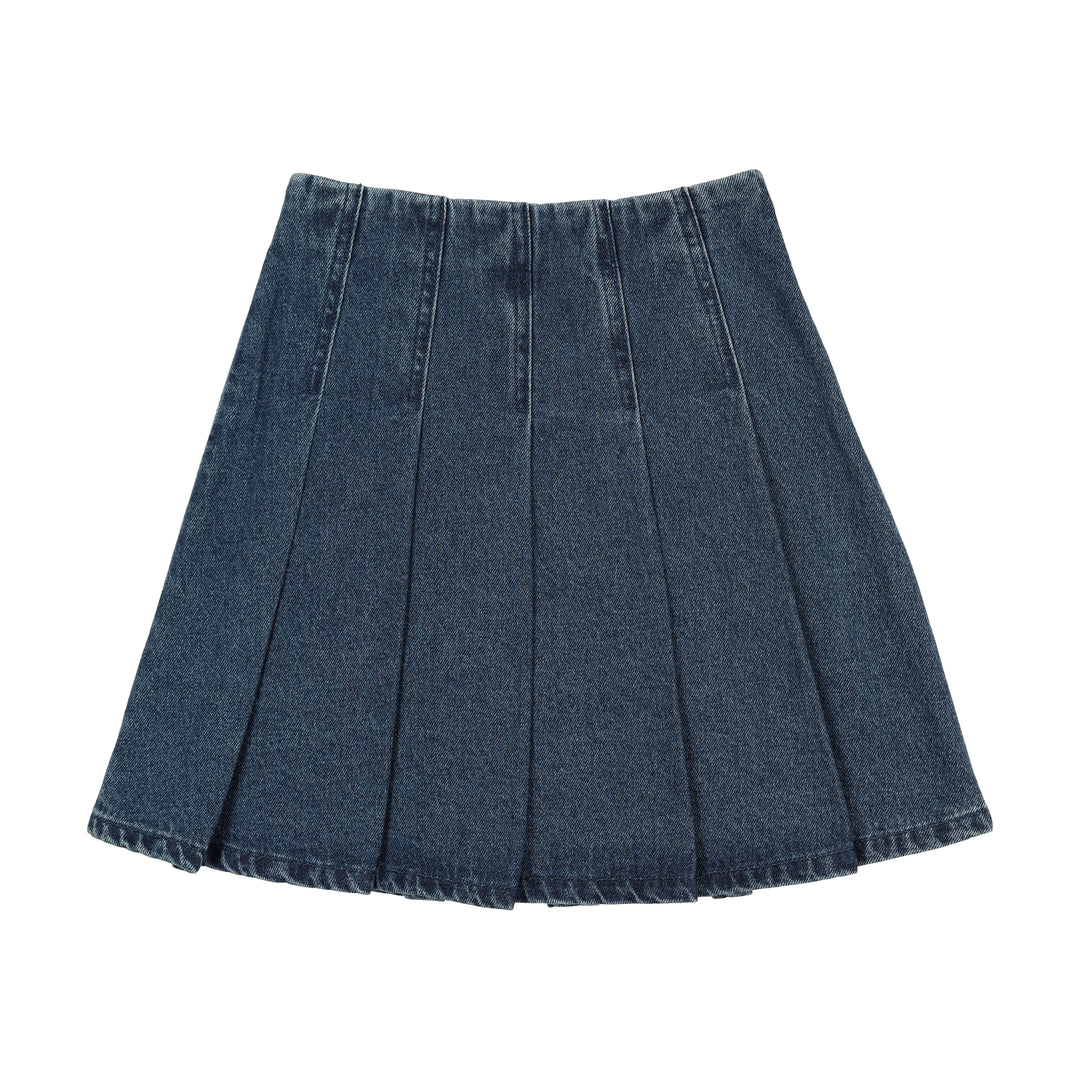 skirt pleated denim - blue denim