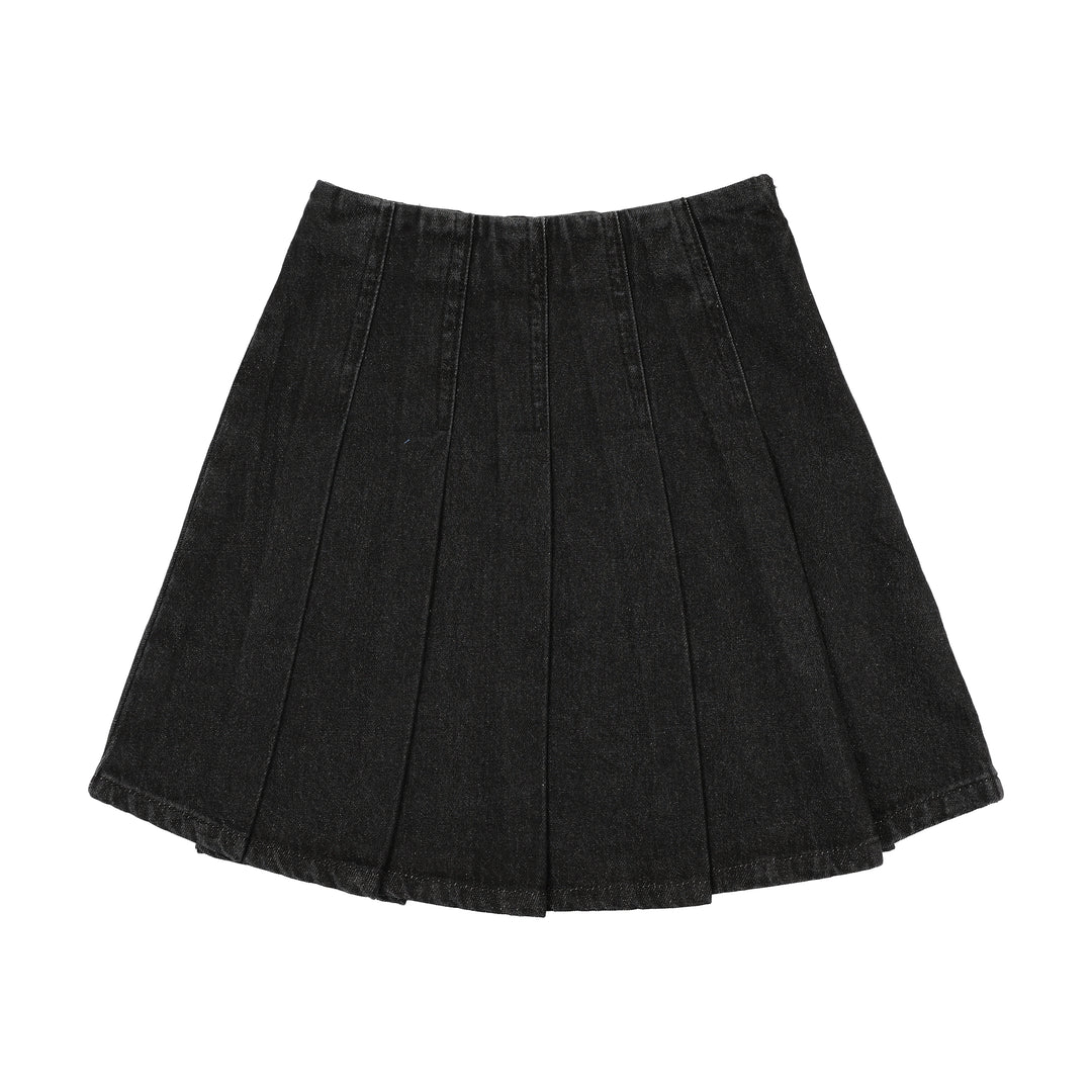 skirt pleated denim - black denim
