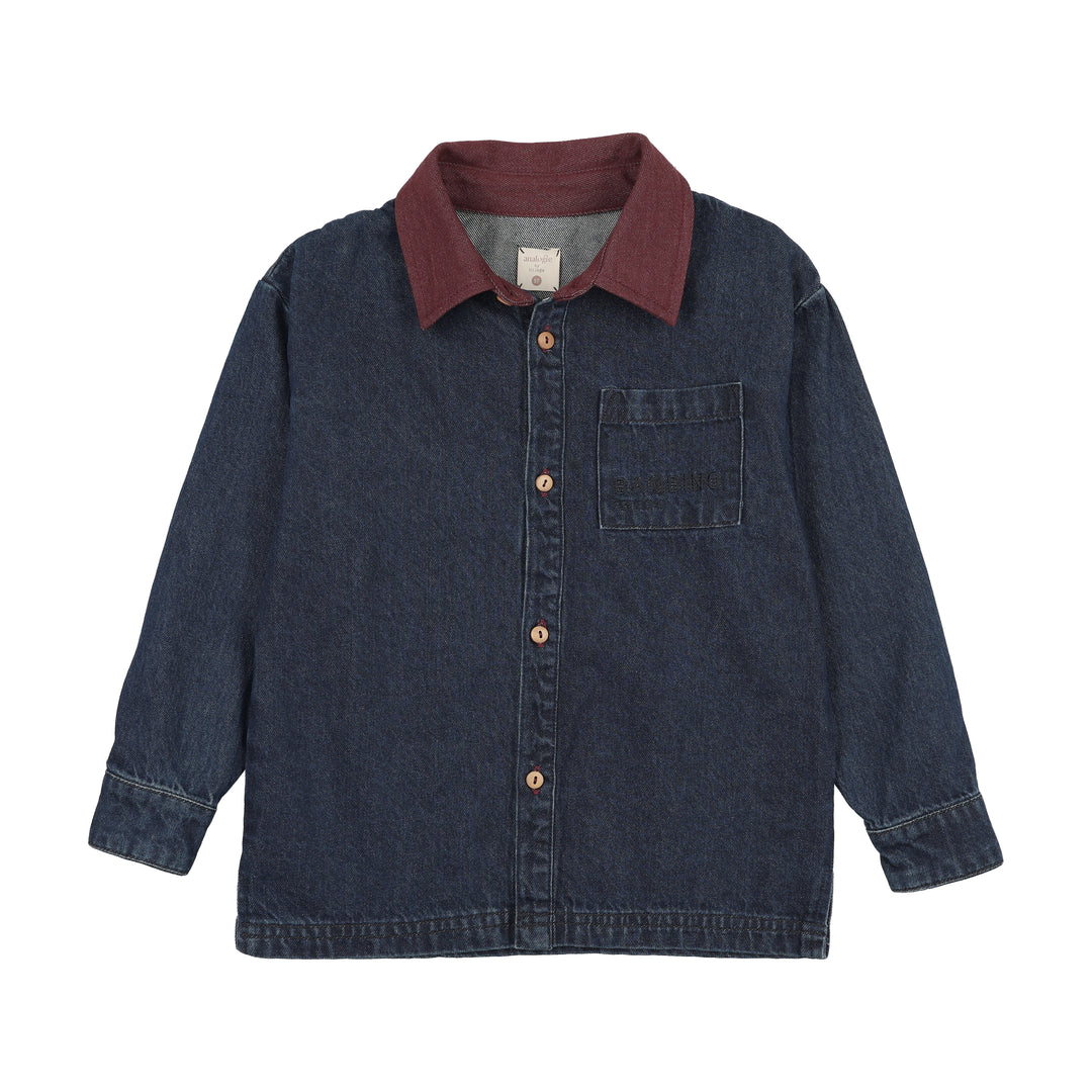 shirt l/s denim day - denim/burgundy