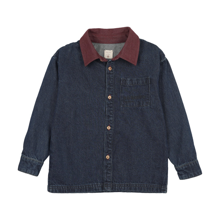 shirt l/s denim day - denim/burgundy