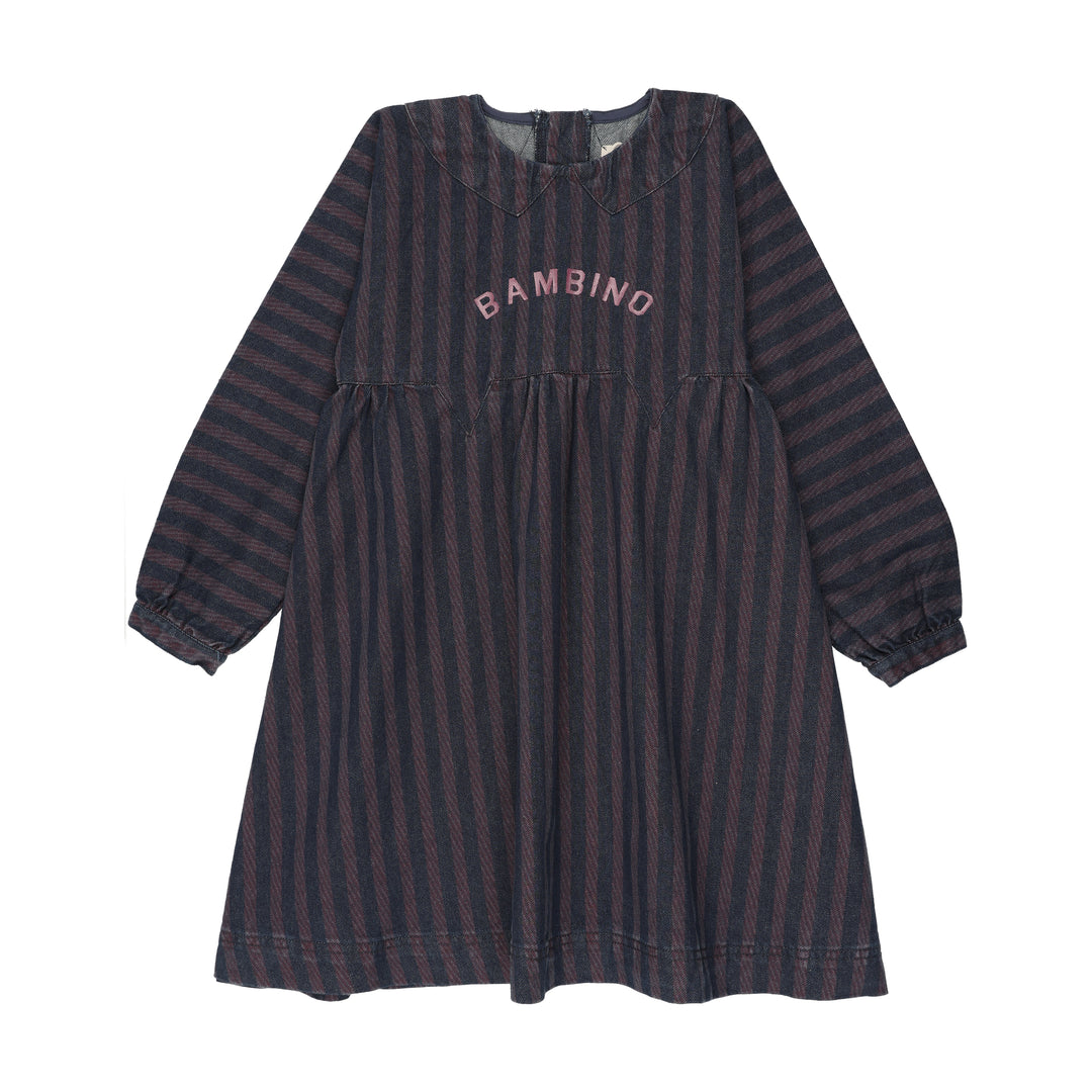 dress denim day with mock collar - denim/burgundy