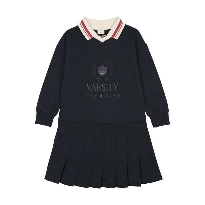 dress fan club sweat pleated with collar - navy/green