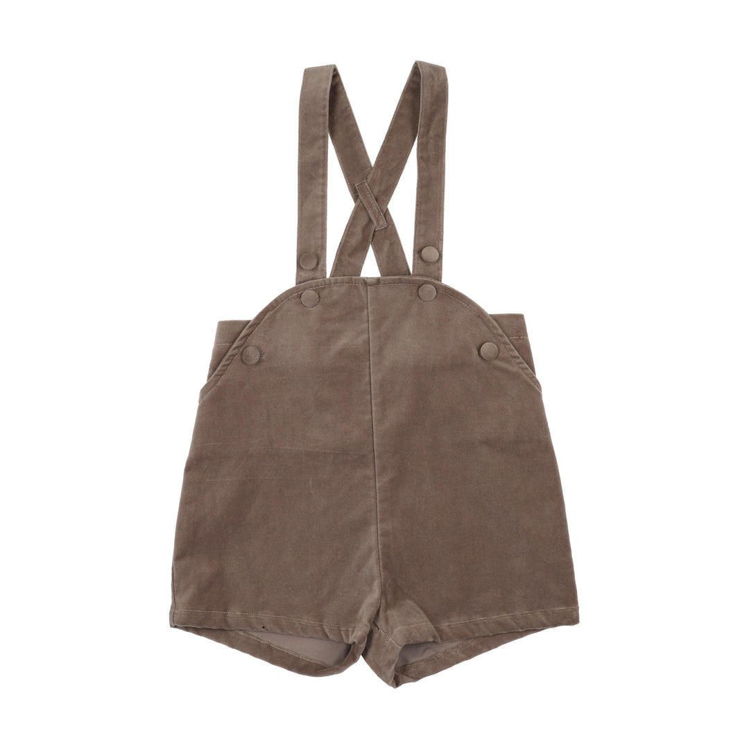 one piece velvet button overalls - misty oat