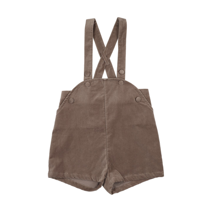 one piece velvet button overalls - misty oat