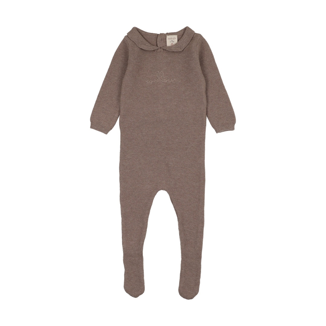 footie knit embroidered logo with bonnet - misty oat heather