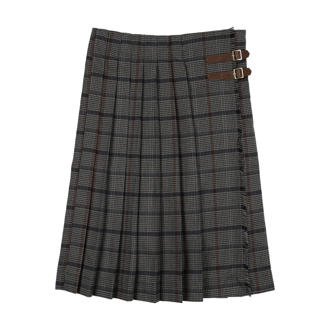 skirt plaid pleated buckles - multi plaid