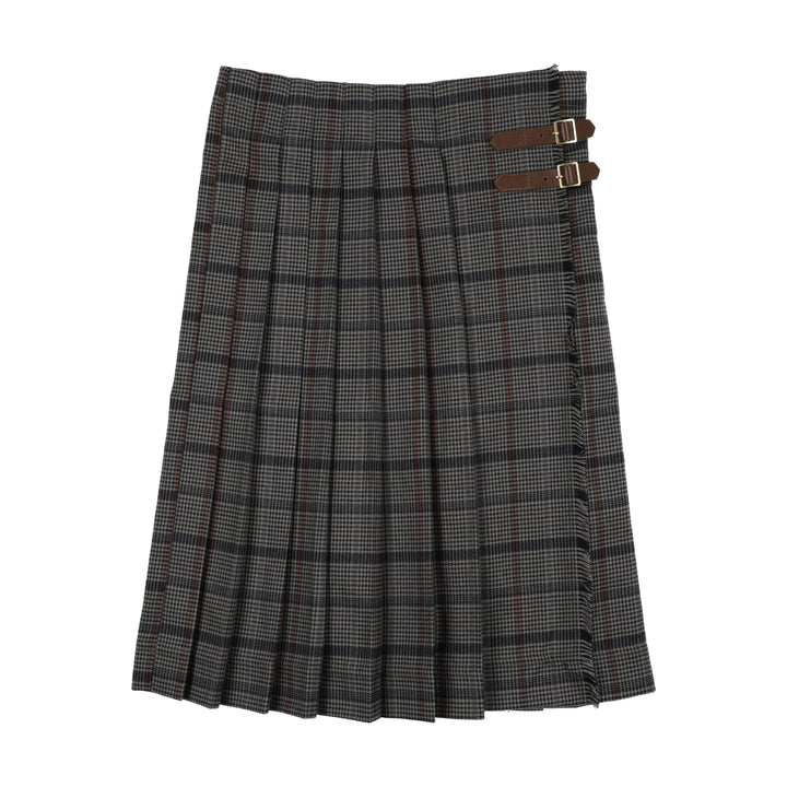 skirt plaid pleated buckles - multi plaid