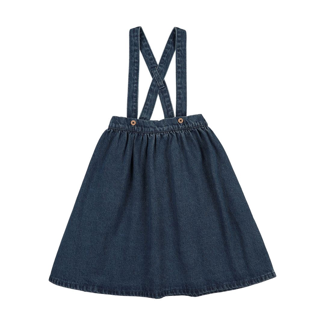 skirt denim suspender - blue denim