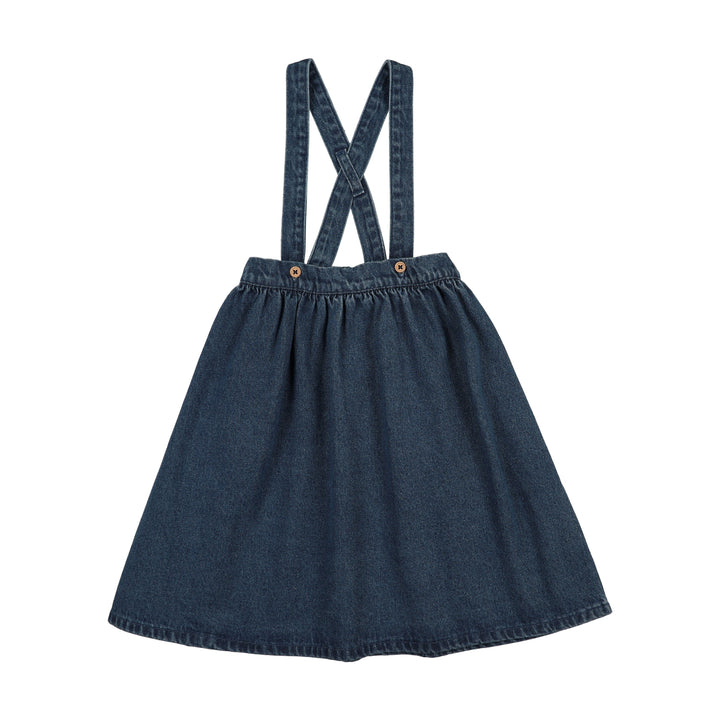 skirt denim suspender - blue denim