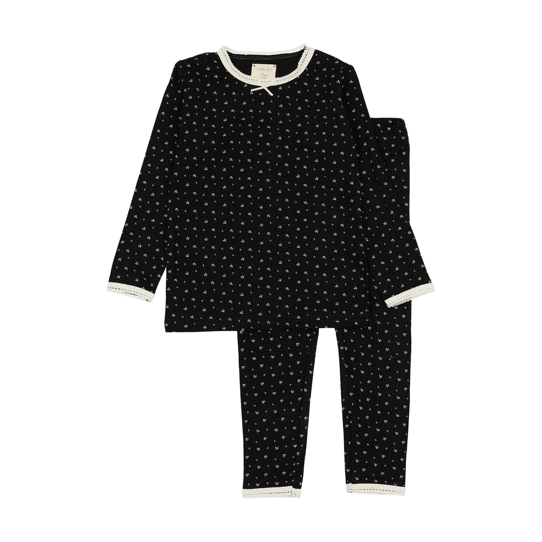 pajamas tiny twig top and pants - black print