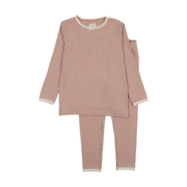 pajamas tiny twig top and pants - pink print