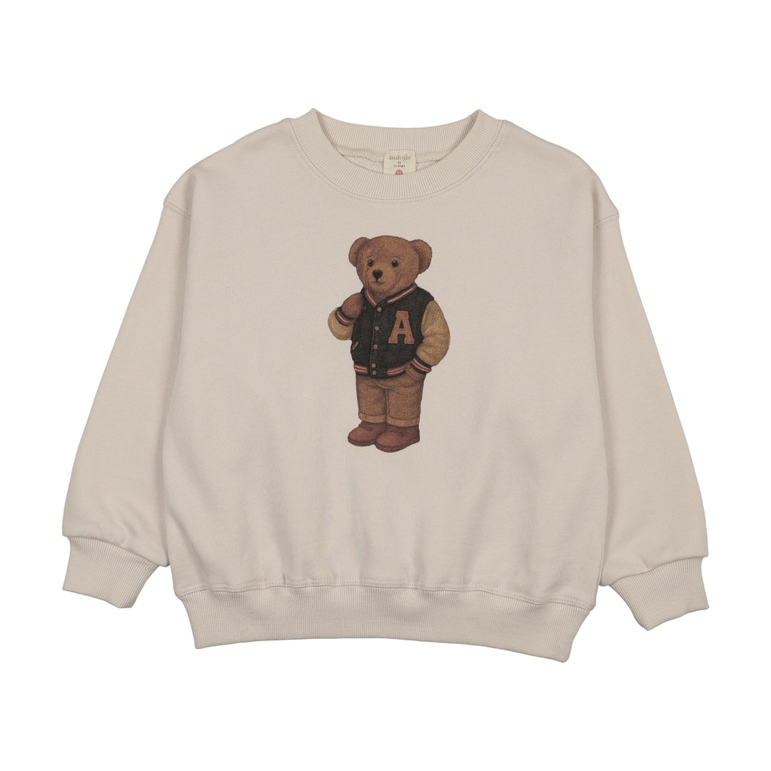 top l/s bear sweatshirt - ivory/print