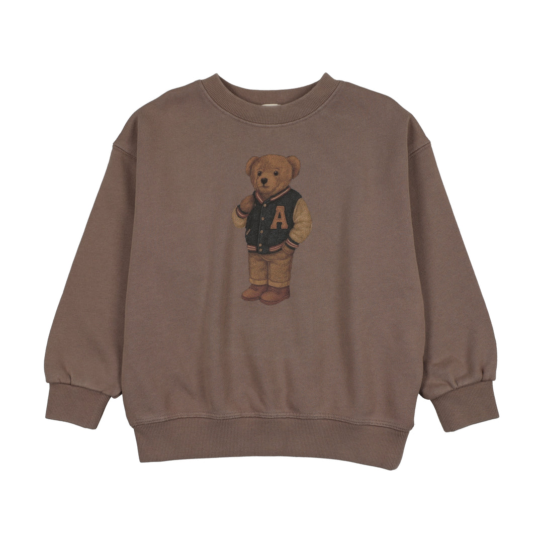 top l/s bear sweatshirt - washed brown