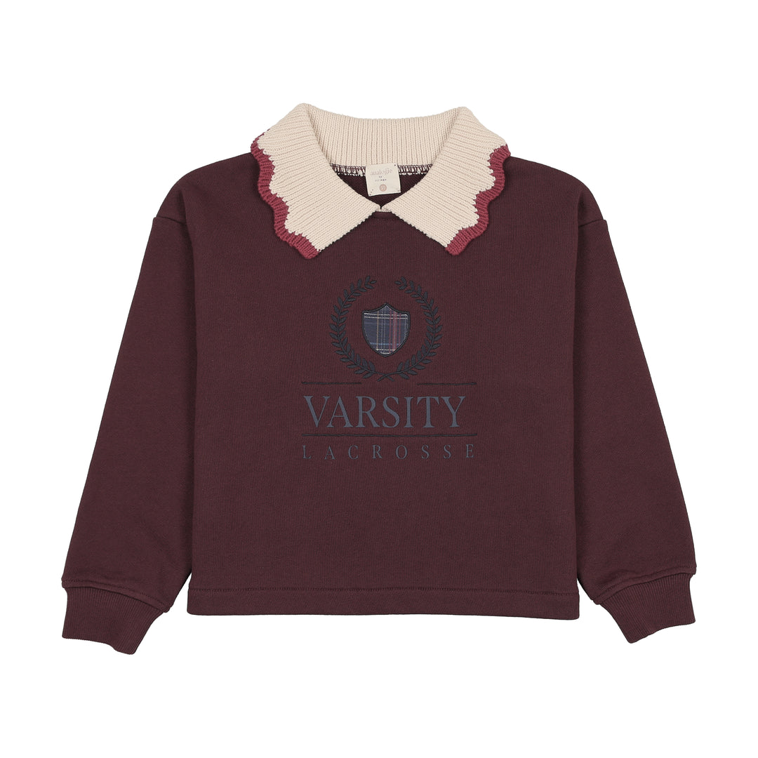 top l/s fan club collared sweatshirt - plum/cream