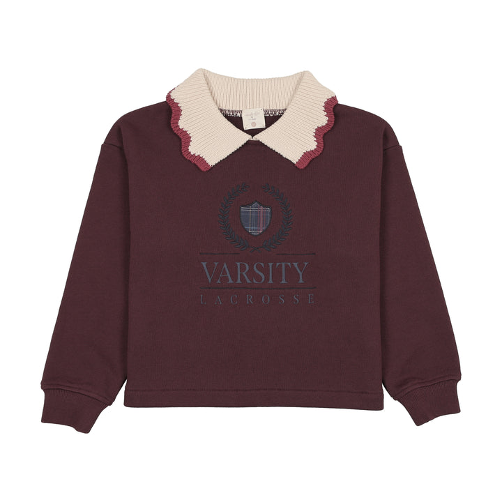 top l/s fan club collared sweatshirt - plum/cream