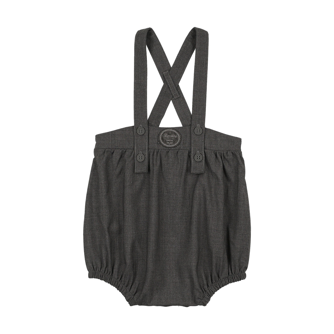 one piece plaid edition bubble romper - mid gray