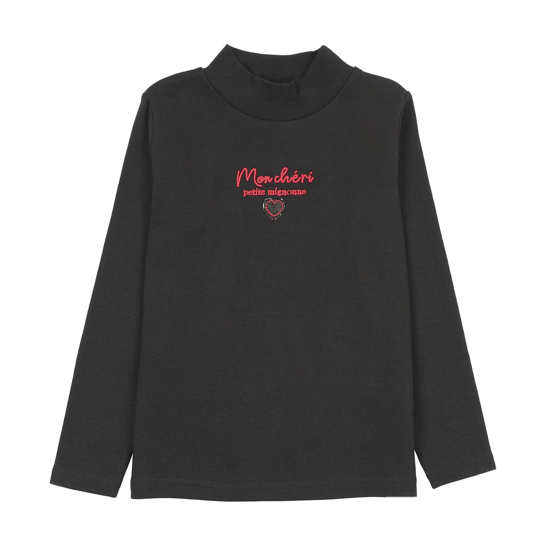 tee l/s mon cheri mockneck - black